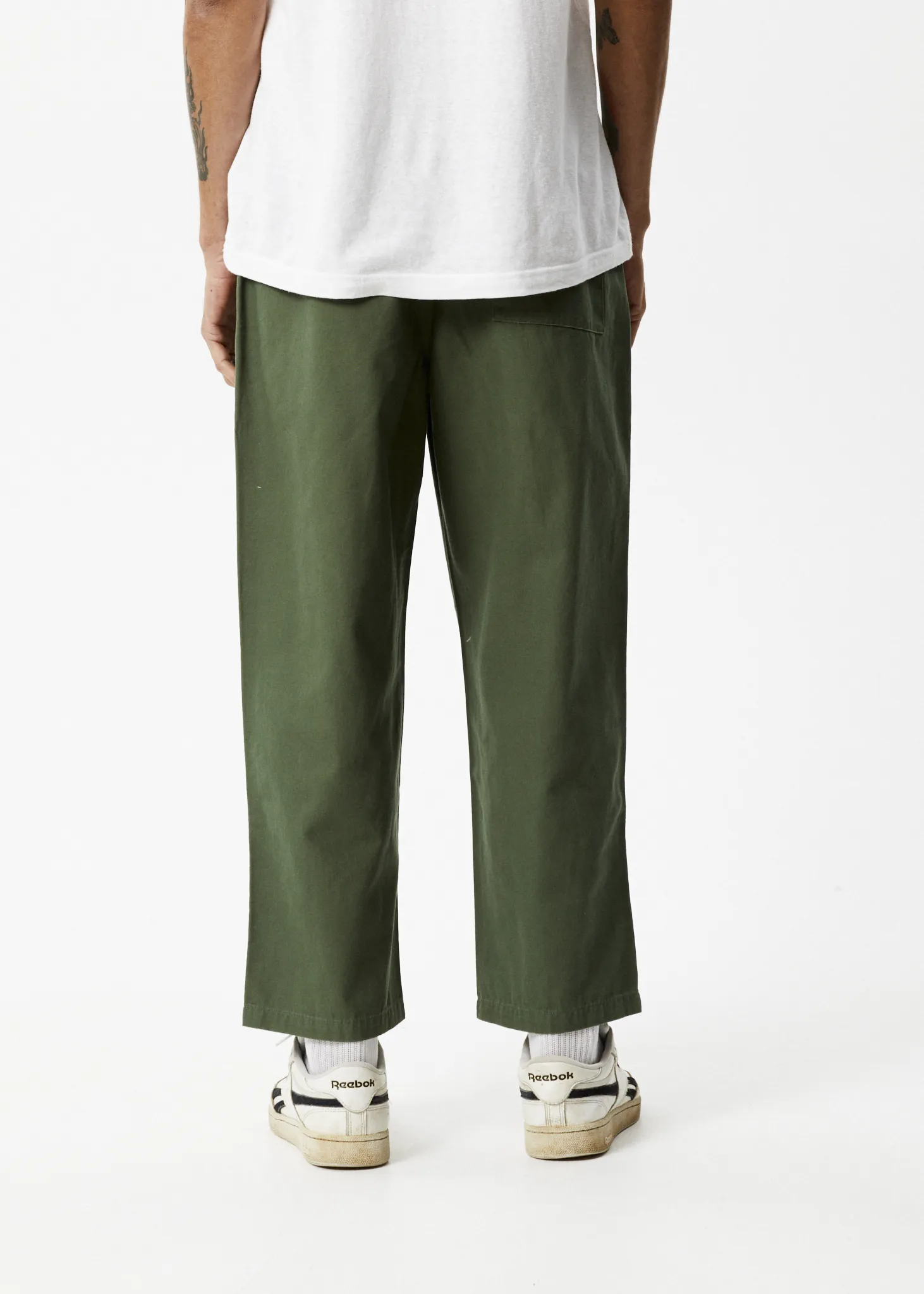 AFENDS Mens Ninety Eights - Baggy Elastic Waist Pants - Cypress