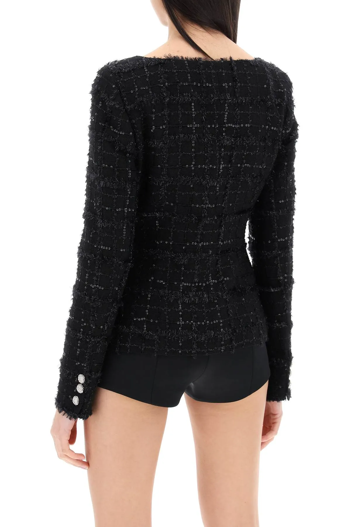 Alessandra Rich Tweed Jacket With Sequins Embell