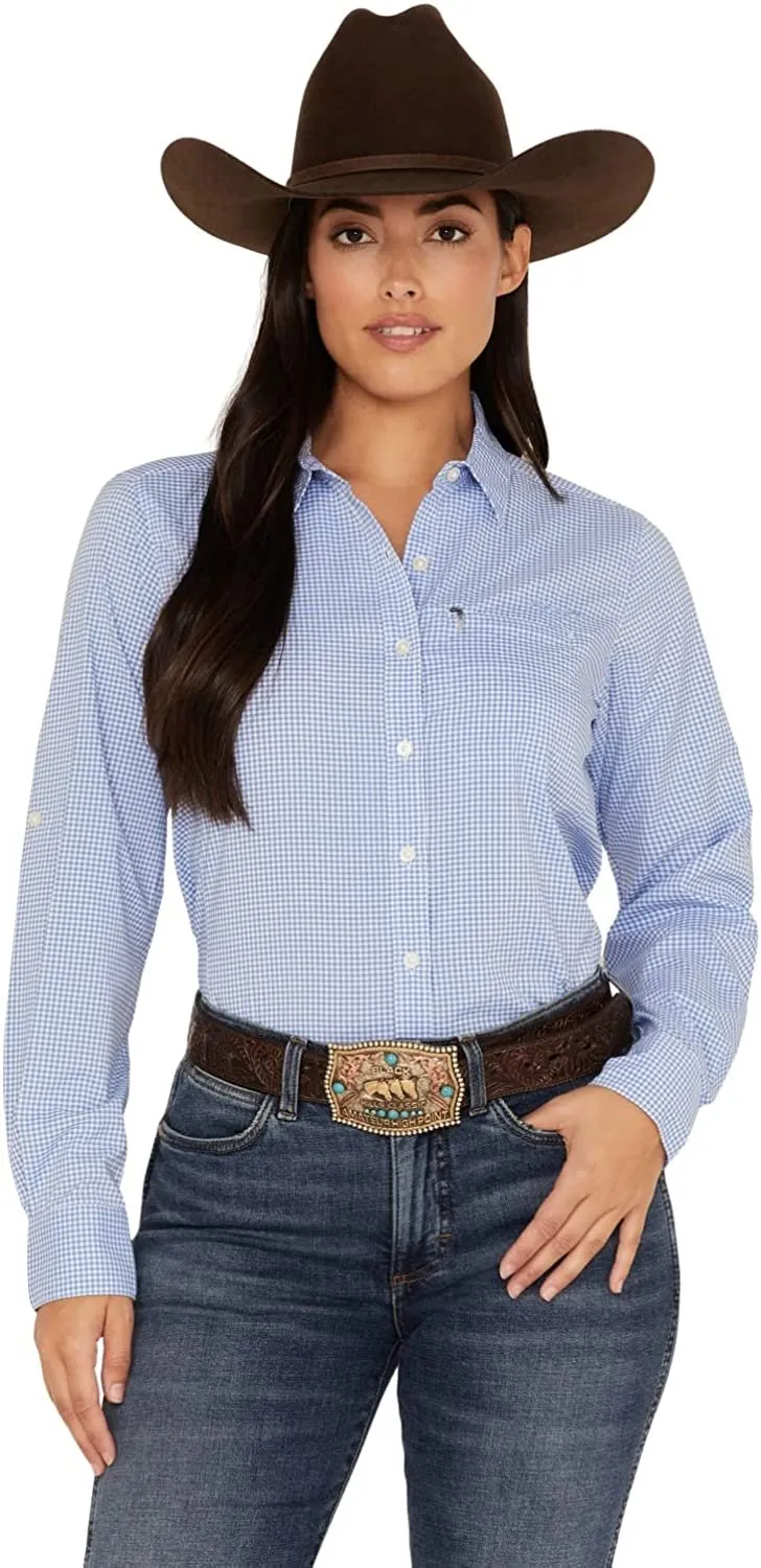 Ariat Women's VentTEK Stretch Shirt, Reykjavik Blue/White Check