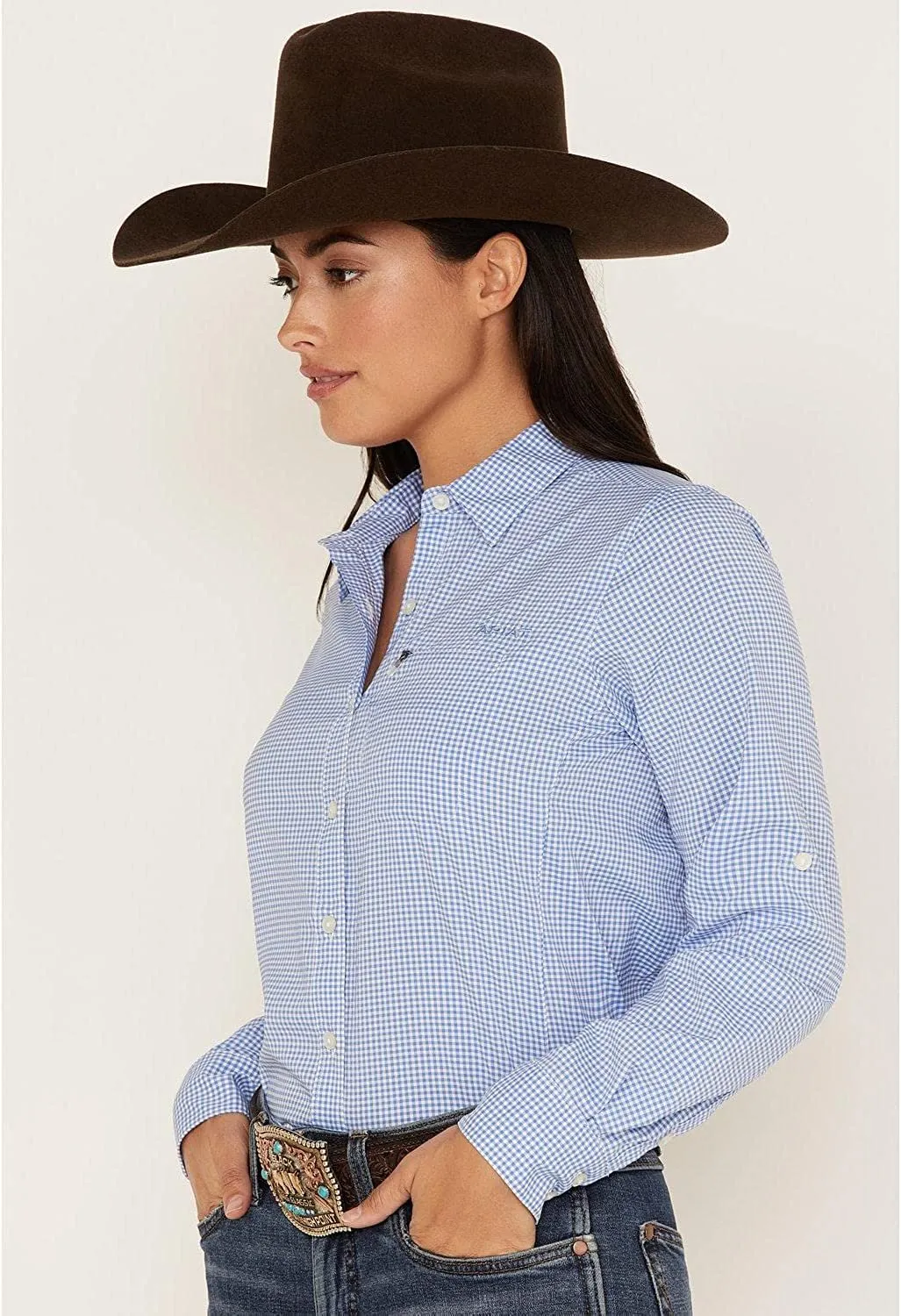 Ariat Women's VentTEK Stretch Shirt, Reykjavik Blue/White Check