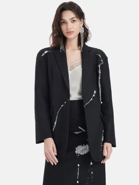 Artistic Sequin Detail Wool Suit