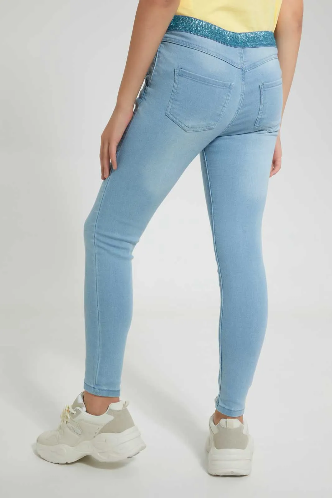 Blue Jegging With Glittered Waistband