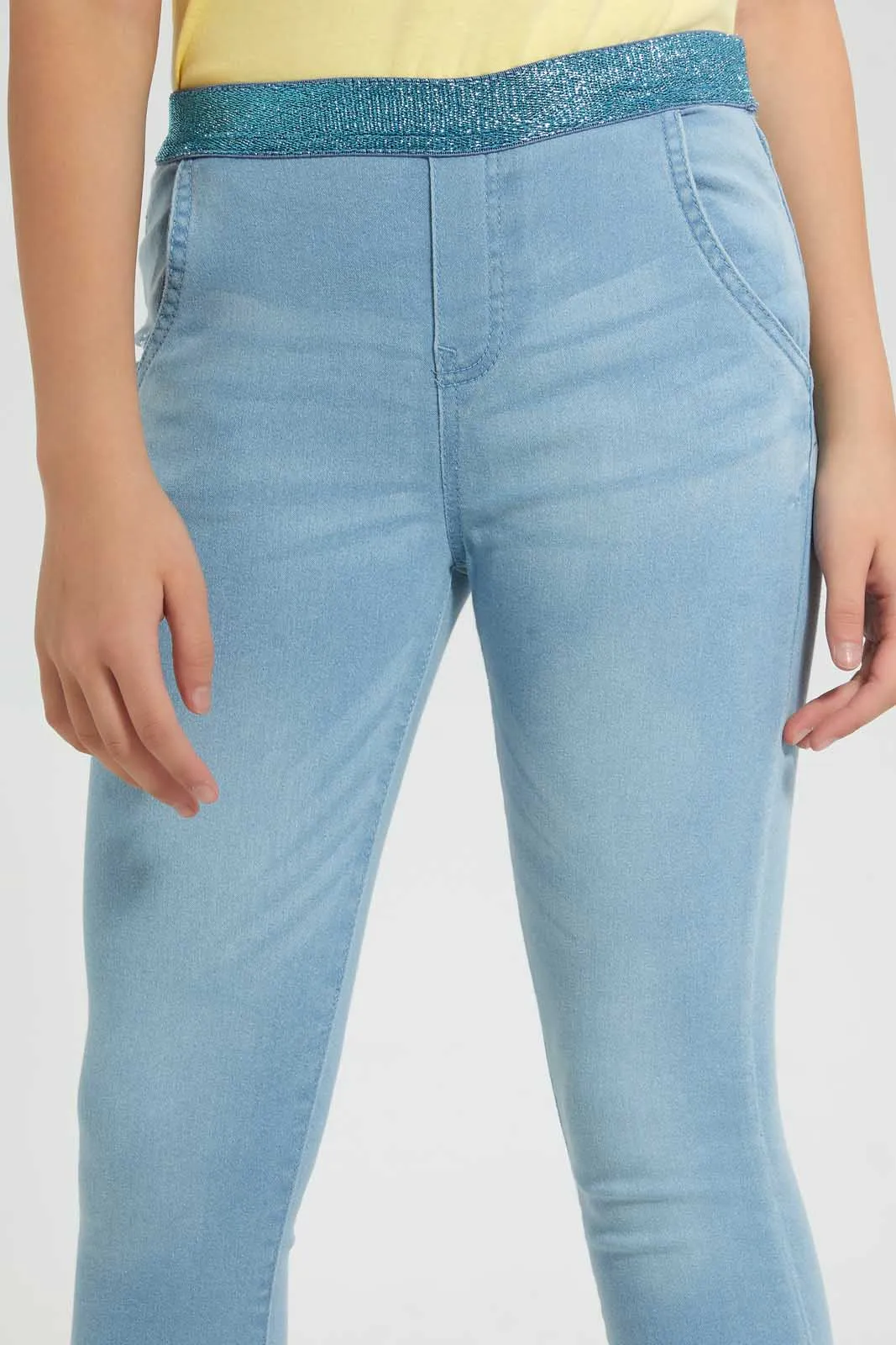 Blue Jegging With Glittered Waistband