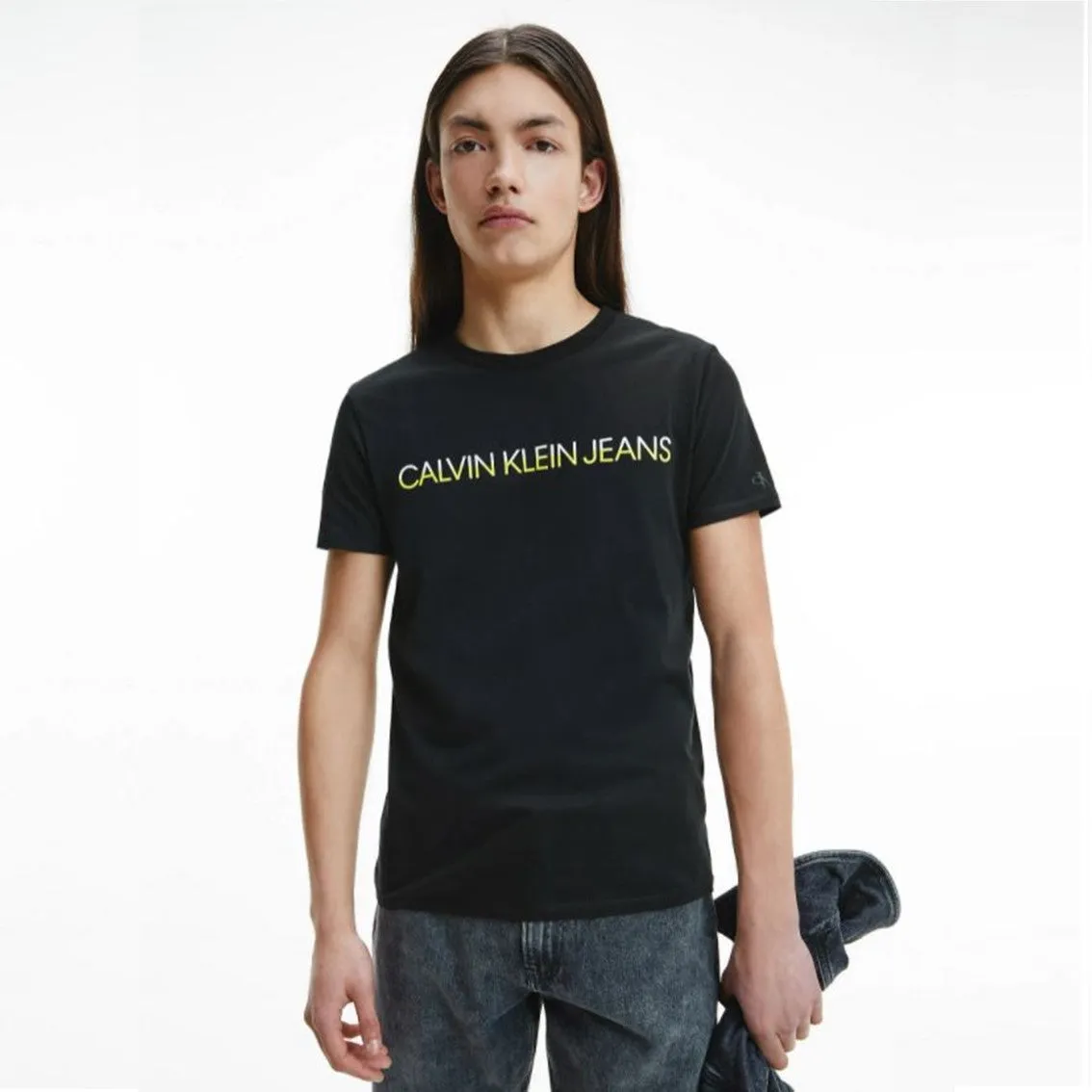 CK Men Dual Tone Logo Tee Black