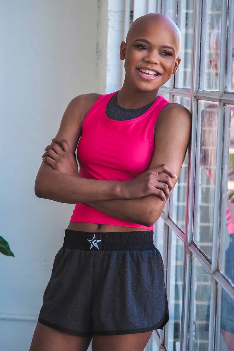 Cropped Racerback Tank in Power Pink