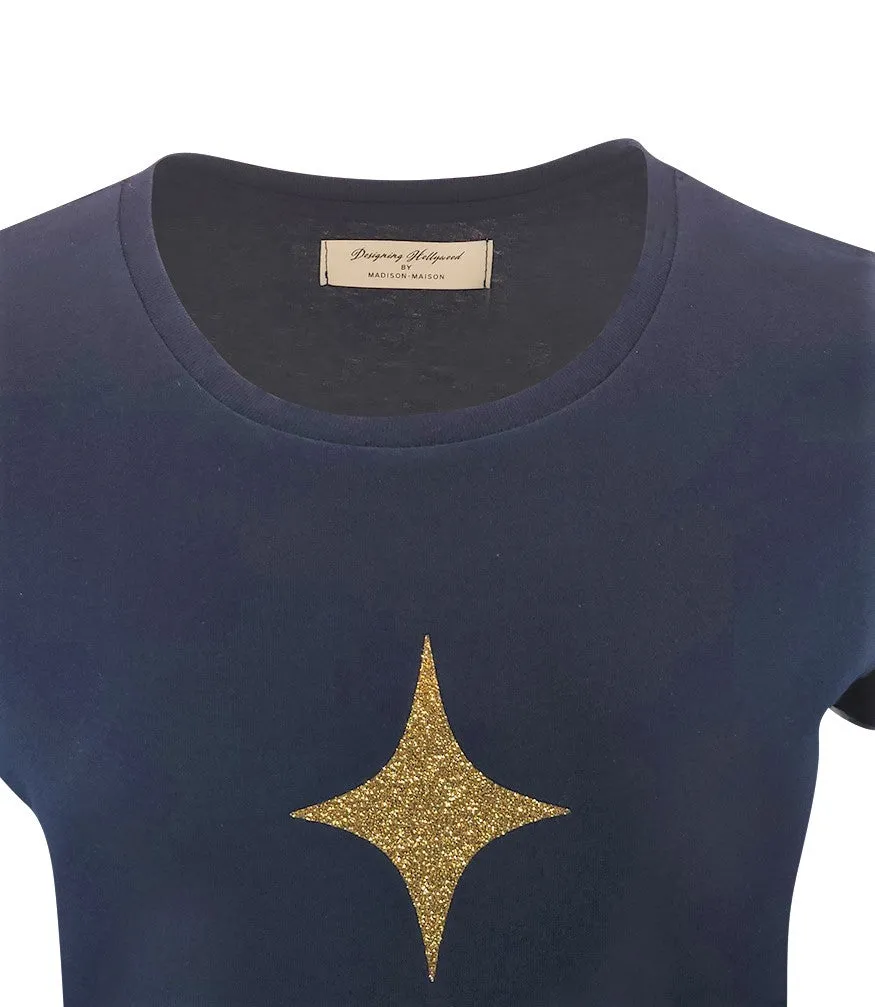 Designing Hollywood  X Madison Maison™ Cotton Navy Star Lady T Shirt