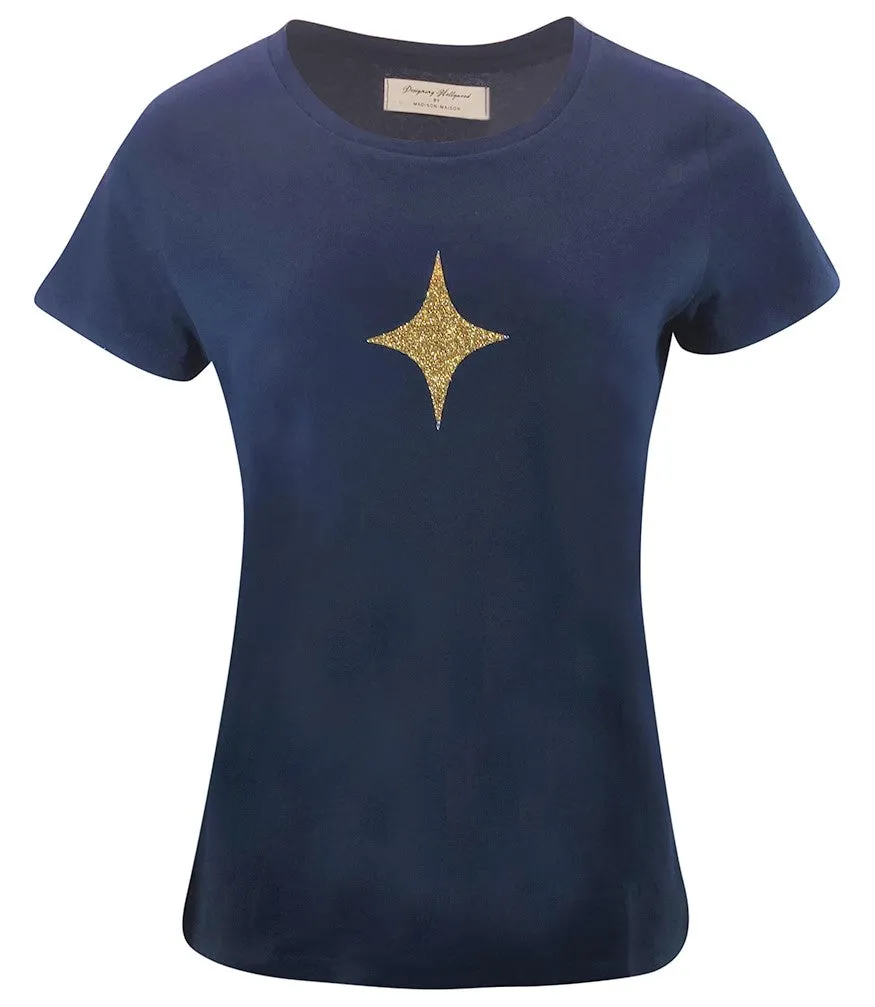 Designing Hollywood  X Madison Maison™ Cotton Navy Star Lady T Shirt