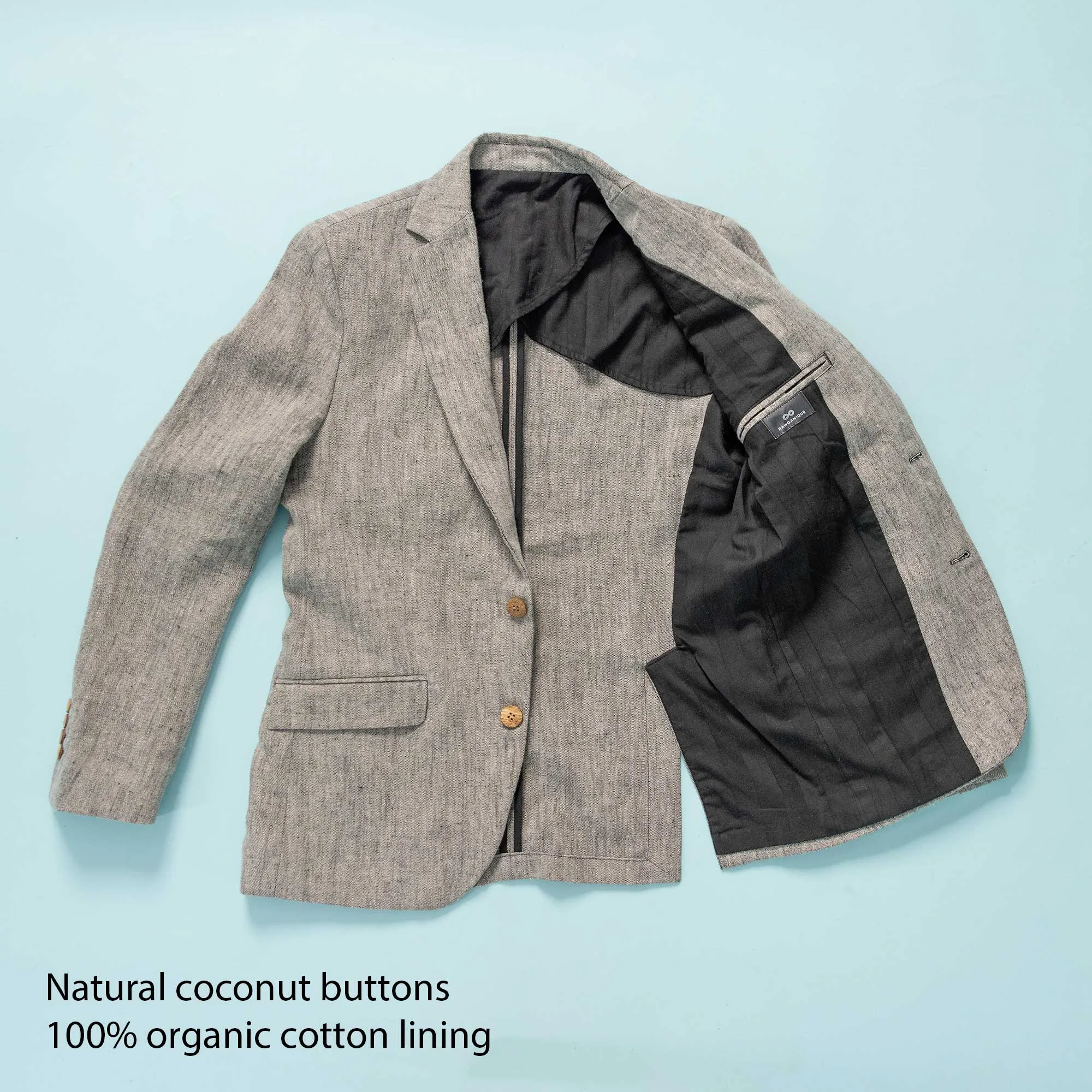 EMBARCADERO 100% Organic Hemp Blazer Jacket (Organic Cotton Lining, Coconut Buttons) (Biodegradable)