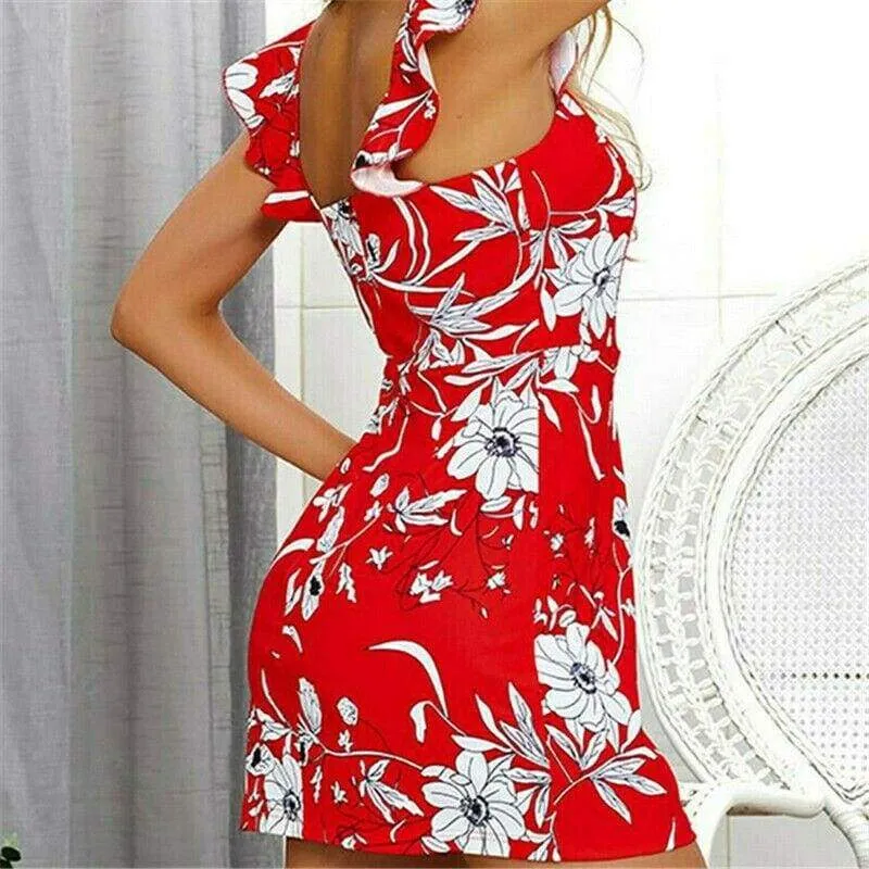 FashionSierra - Fashion Women Summer Boho Short Mini Dress Sexy Ladies Casual Bodycon Sleeveless Beach Dresses Sundress