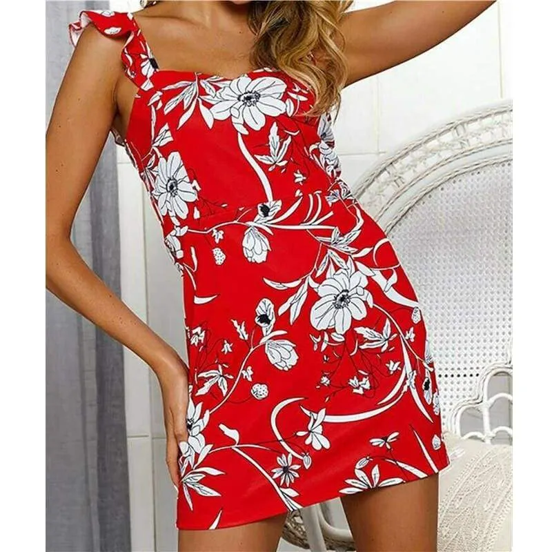 FashionSierra - Fashion Women Summer Boho Short Mini Dress Sexy Ladies Casual Bodycon Sleeveless Beach Dresses Sundress