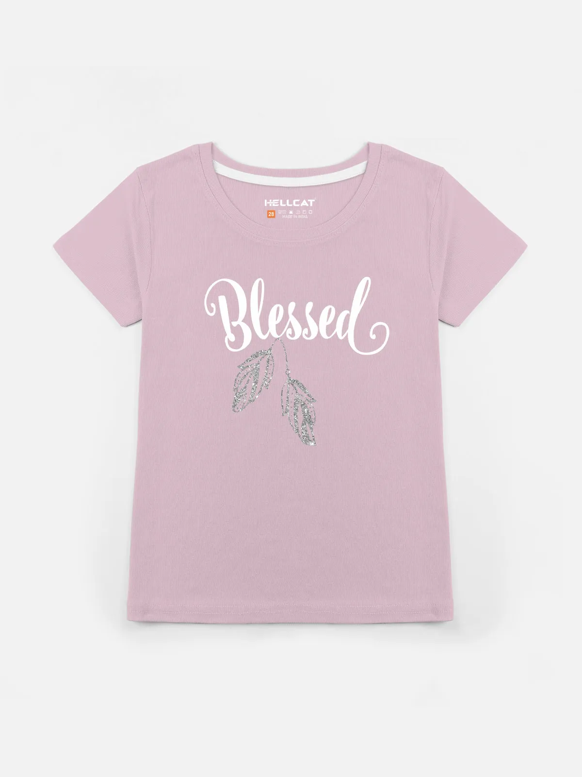 Glitter & Shiny Printed Round Neck Short Sleeve T-shirts / Tops for Girls.