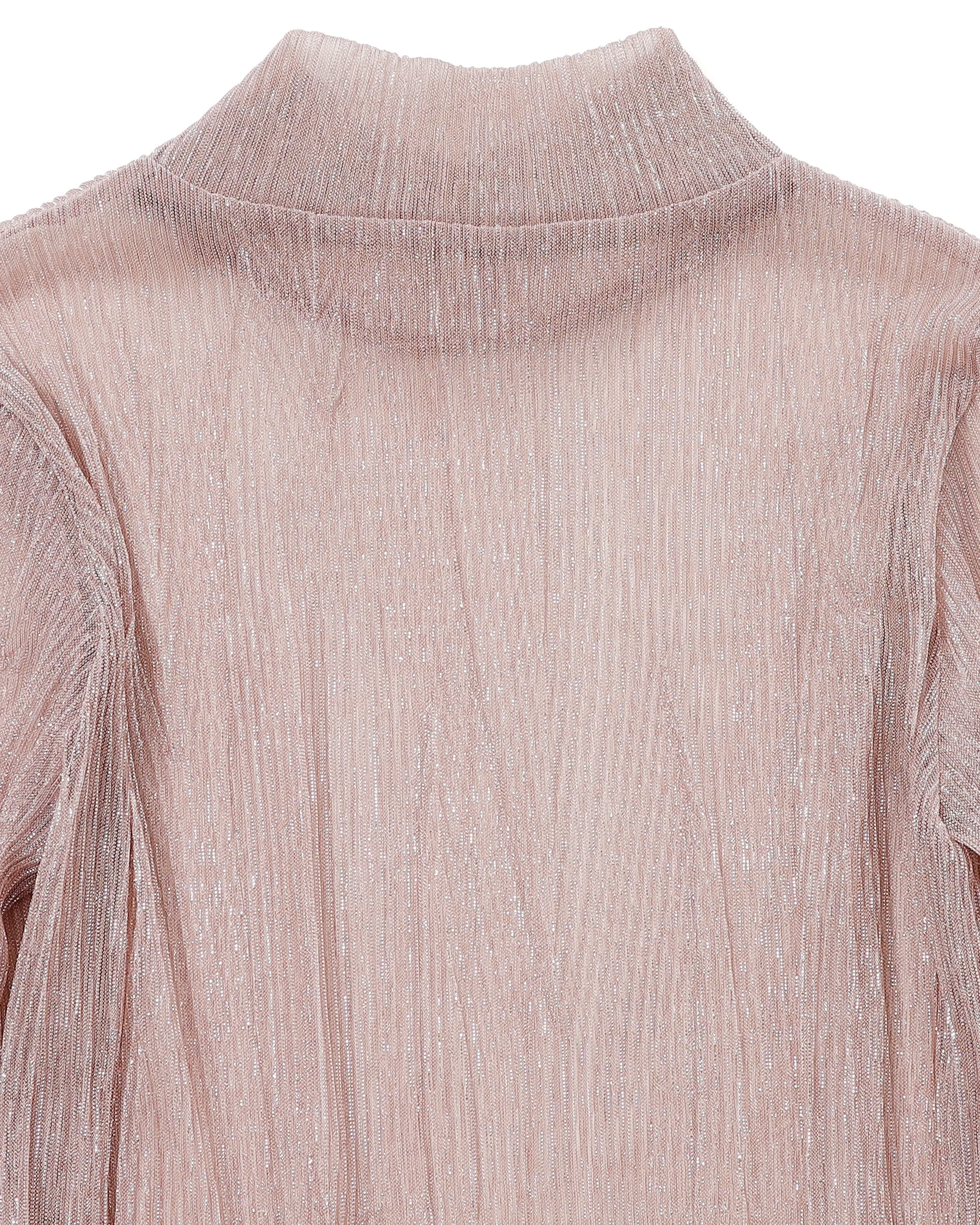 HIGH NECK GLITTER TOPS (PINK)