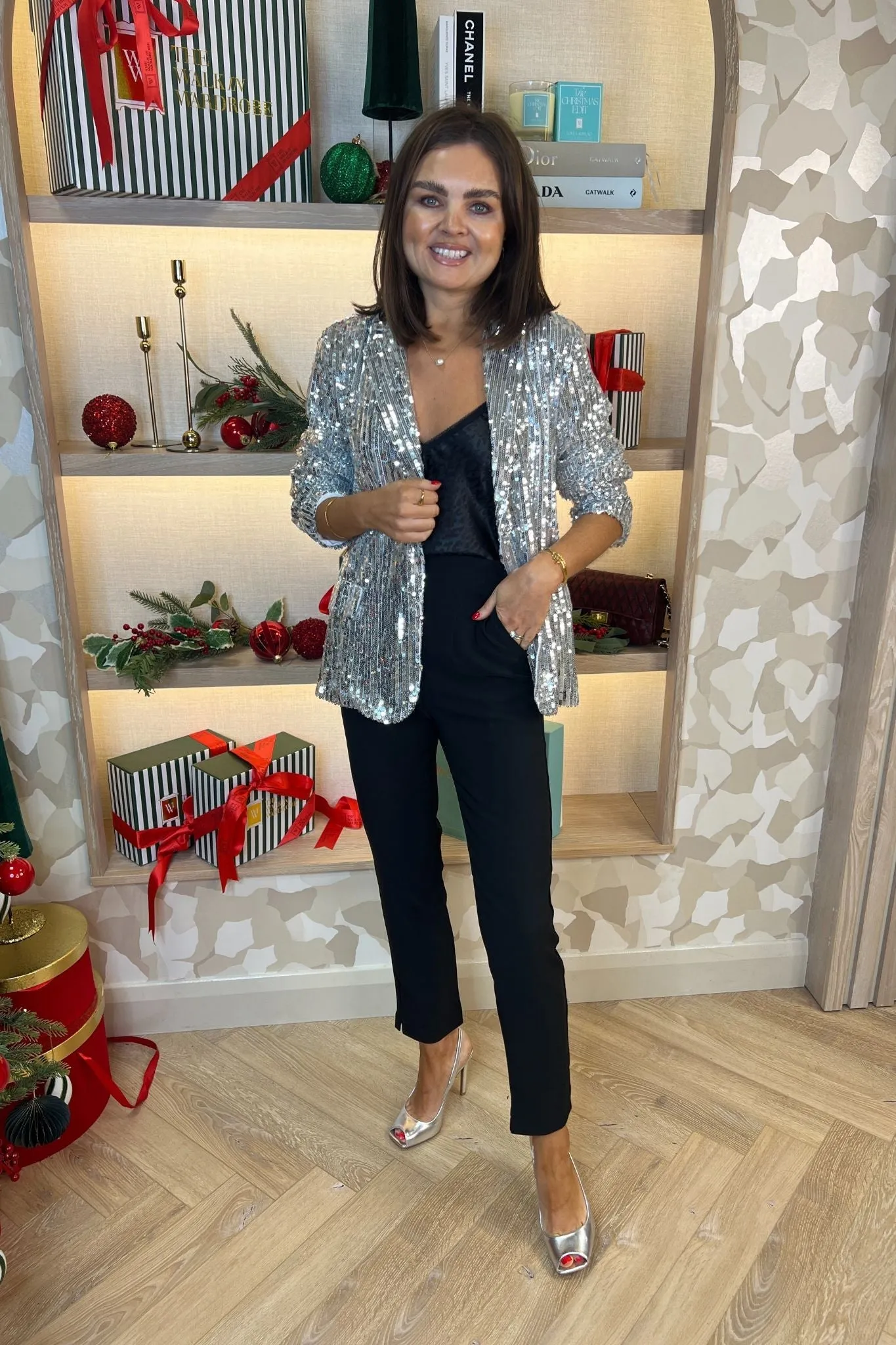 Jane Sequin Blazer In Silver