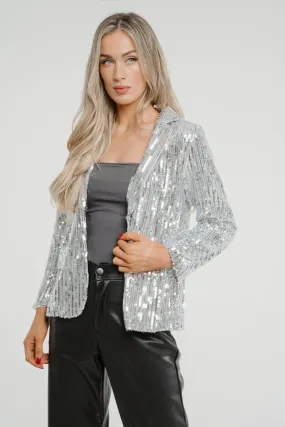 Jane Sequin Blazer In Silver