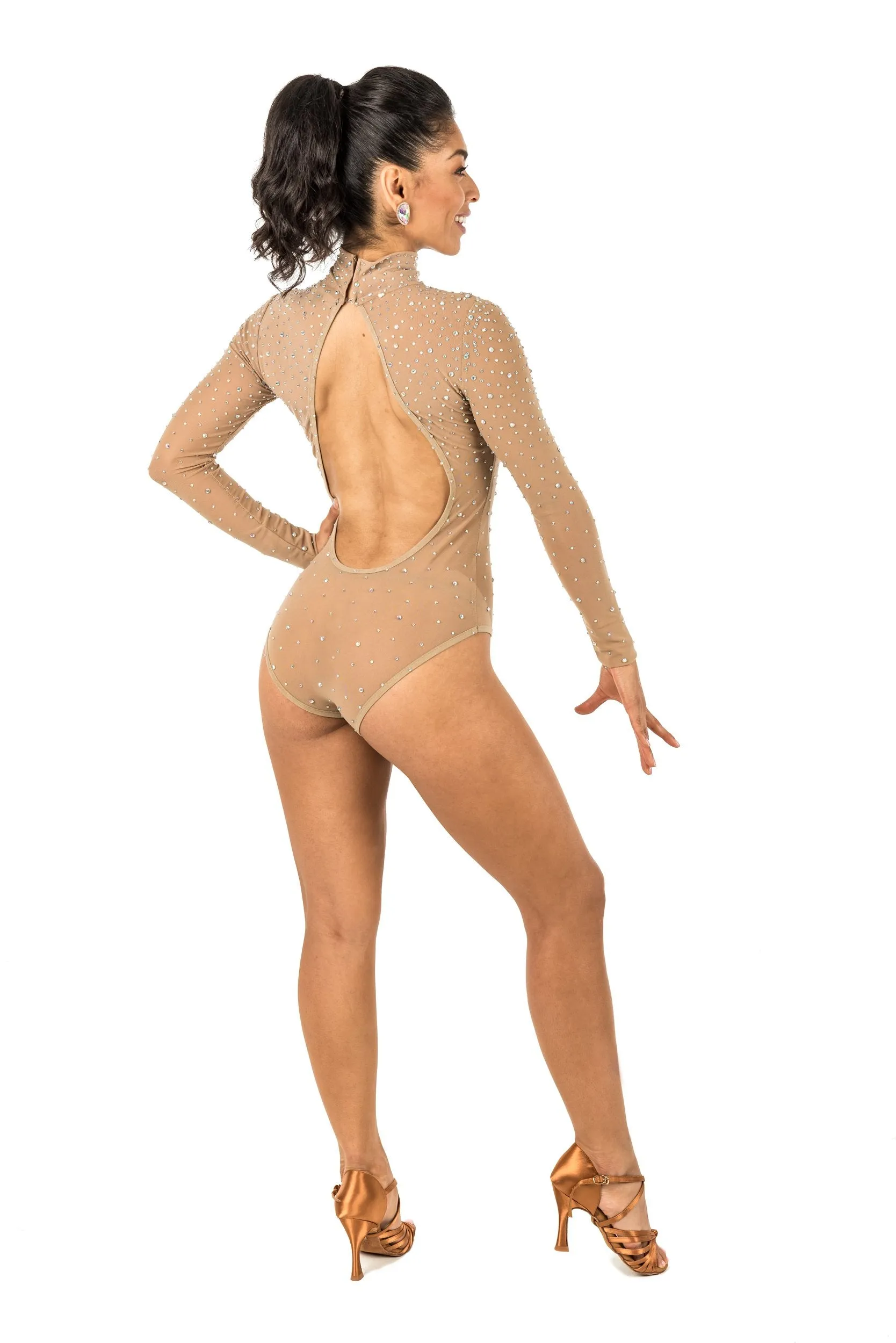 Leotard - Mesh Long Sleeve with Rhinestones (CW160)