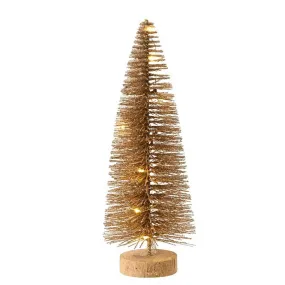 Lumineo 30cm Gold Micro LED Warm White Glitter Tree