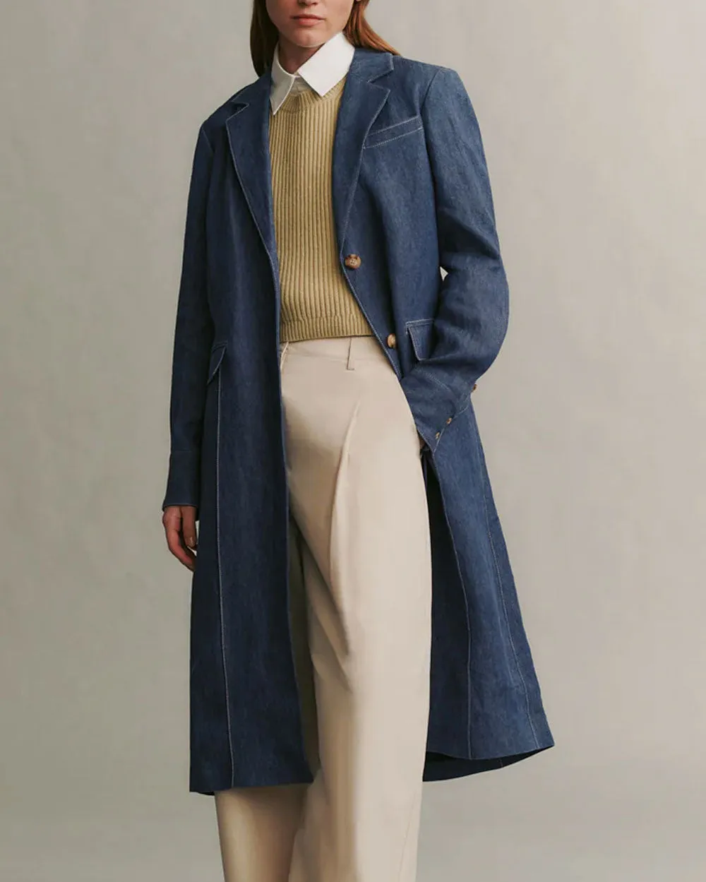 Medium Indigo Denim Hemp Car Coat