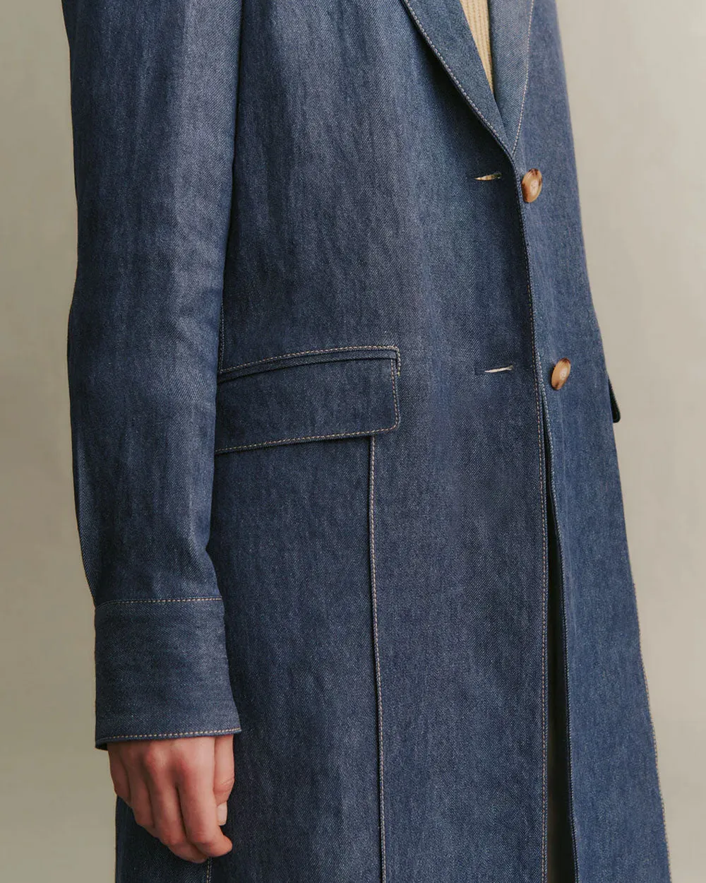 Medium Indigo Denim Hemp Car Coat