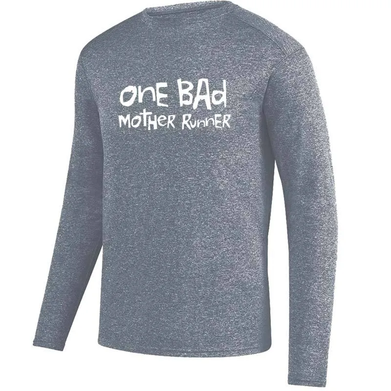 Men's Heathersoft Tech Long Sleeve Crew - "One Bad Mother Runner"