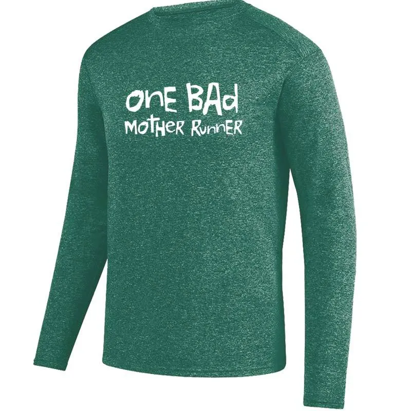 Men's Heathersoft Tech Long Sleeve Crew - "One Bad Mother Runner"