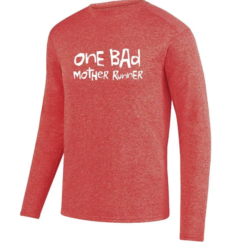 Men's Heathersoft Tech Long Sleeve Crew - "One Bad Mother Runner"