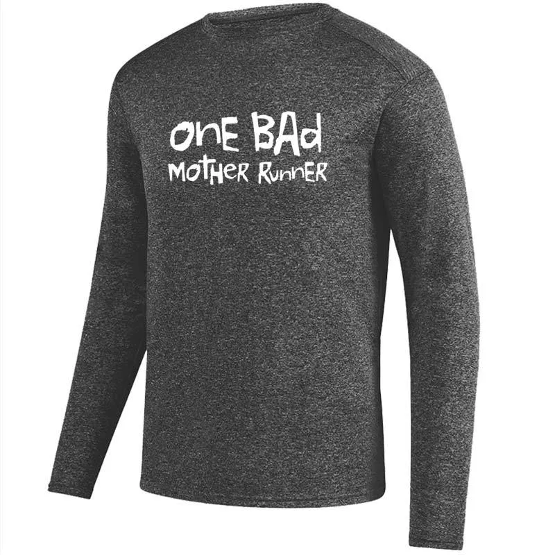 Men's Heathersoft Tech Long Sleeve Crew - "One Bad Mother Runner"