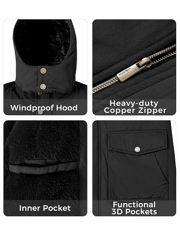 Men's Winter Coat Thicken Military Cotton Jacket Warm Fleece Parka Jacket with Removable Hood