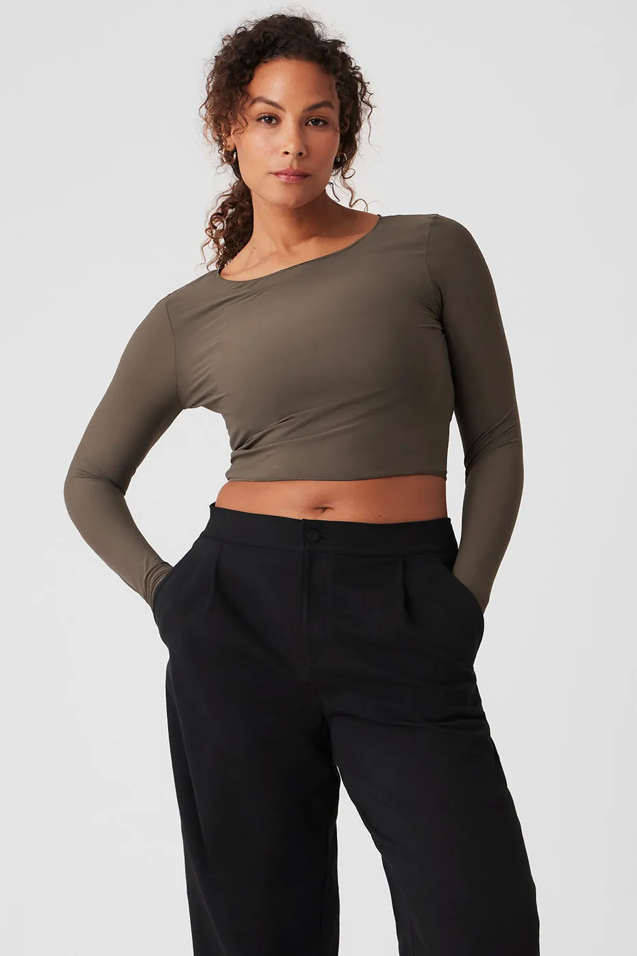 Mesh Sheer Illusion Long Sleeve - Olive Tree