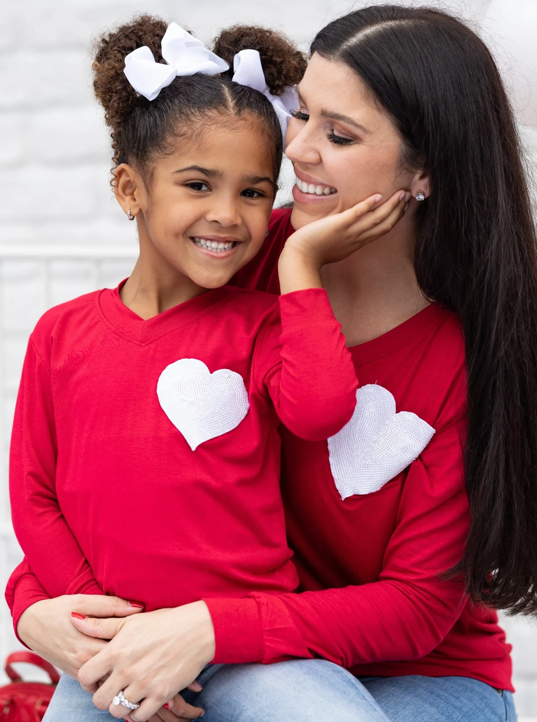 Mommy and Me Glitter Heart Red Top