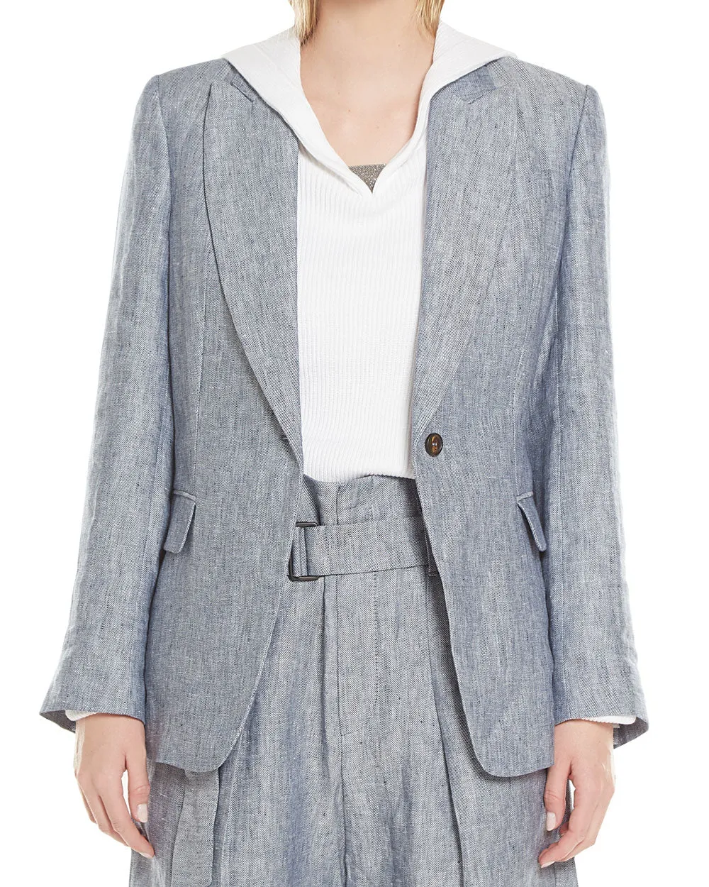 Oxford Herringbone Linen Jacket