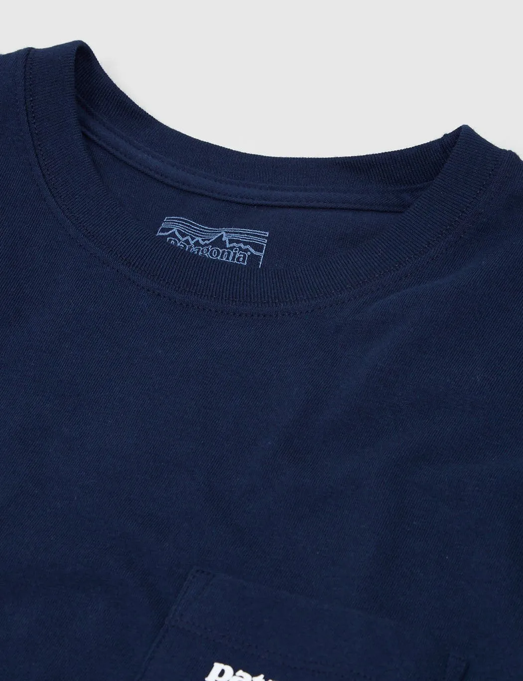 Patagonia P-6 Logo Pocket T-Shirt - Navy Blue