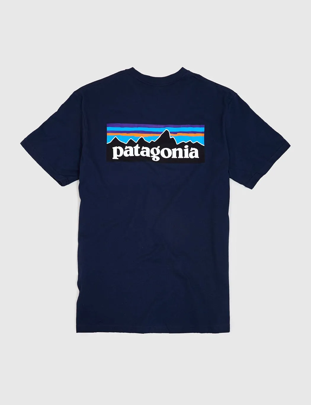 Patagonia P-6 Logo Pocket T-Shirt - Navy Blue