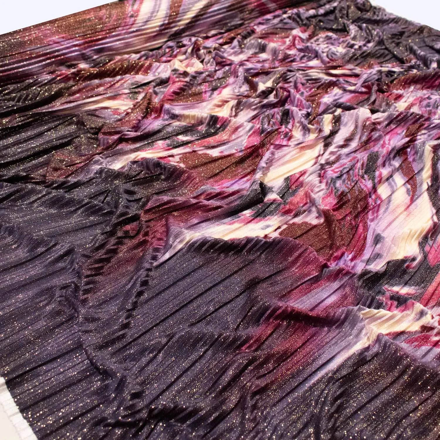 Pleated Glitter Satin Prints