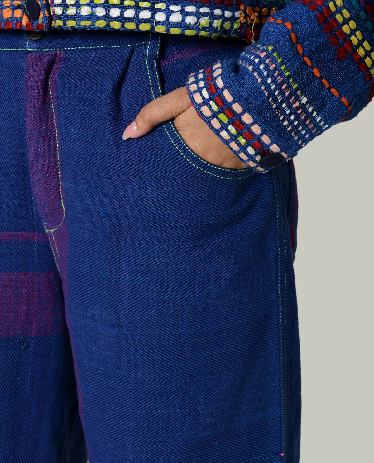 Recycled Blue Striped Cargo Pants