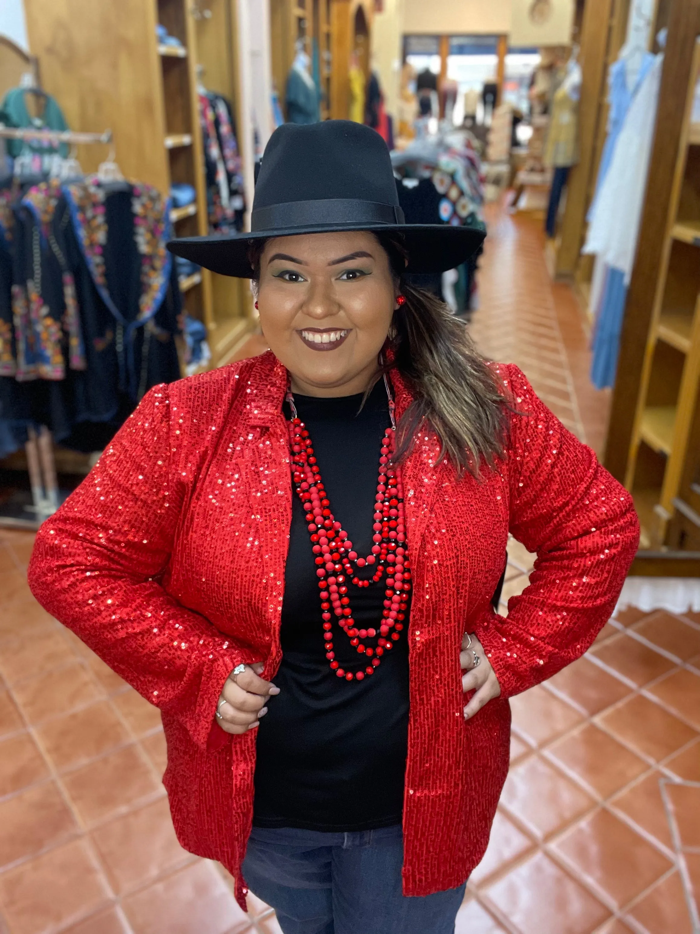 Red Sequin Blazer