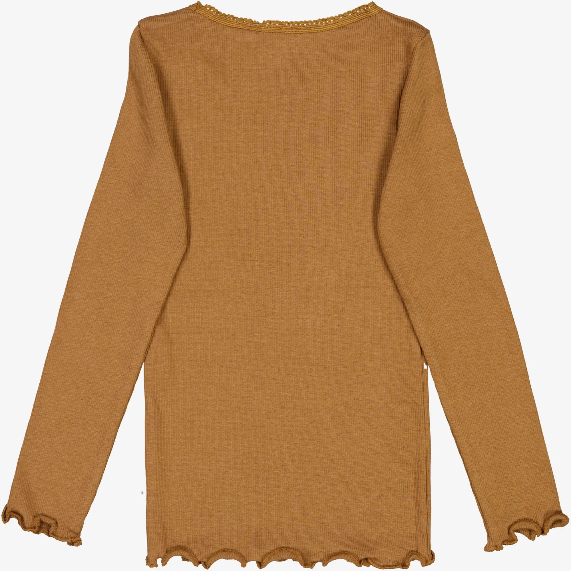 Rib T-Shirt Lace LS - caramel