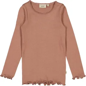 Rib T-Shirt Lace LS - vintage rose