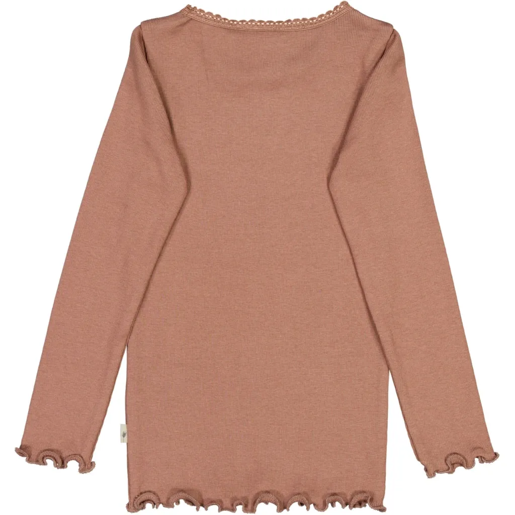 Rib T-Shirt Lace LS - vintage rose