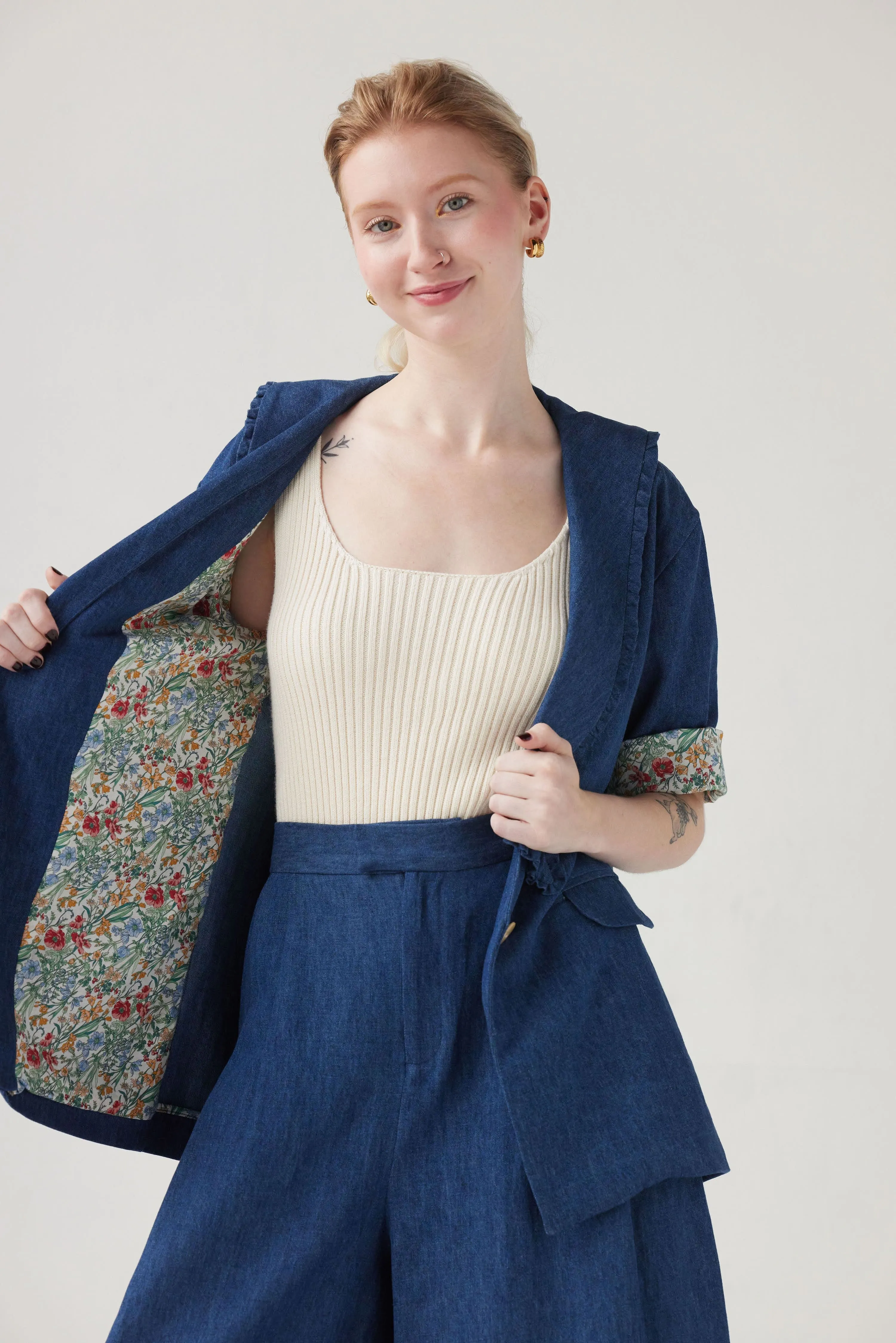 Sandra Jacket in Hemp Denim