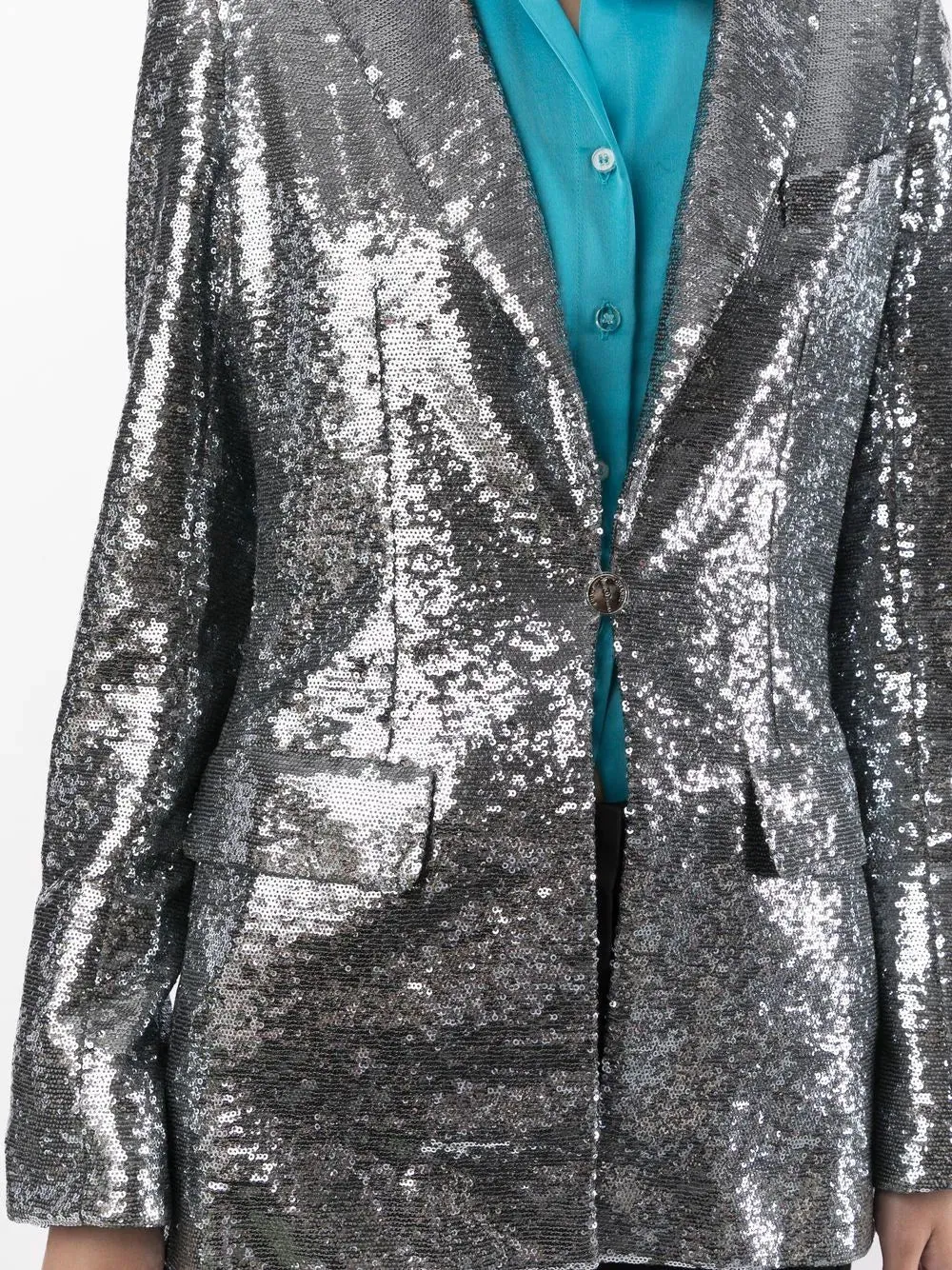 Silver Sequin-Embellished Blazer