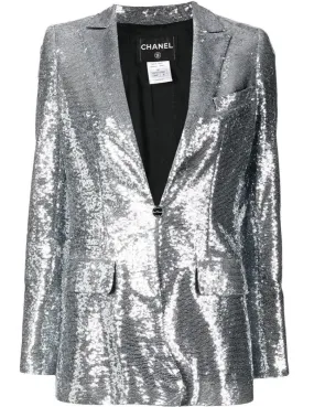 Silver Sequin-Embellished Blazer