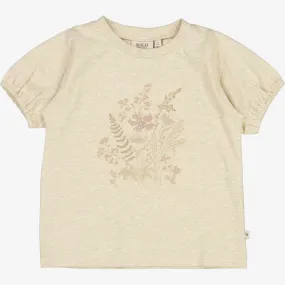 T-Shirt Flower Embroidery - buttermilk melange