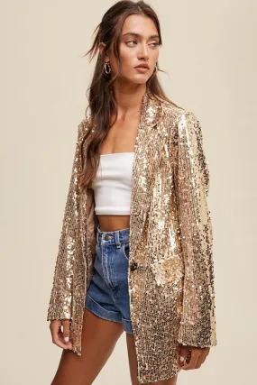 The Reno Blazer in Gold Sequin