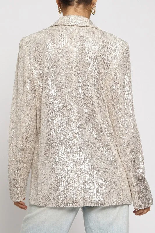 The Vegas Blazer in Silver Sequin