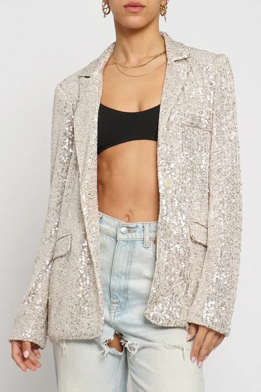 The Vegas Blazer in Silver Sequin