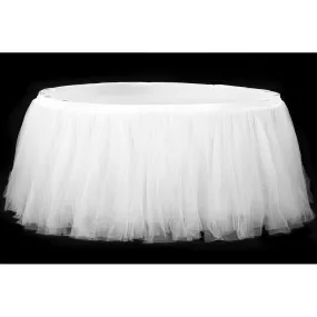 Tulle Tutu 14ft Table Skirt - White