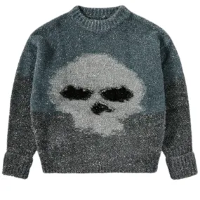 Unisex Glitter Skull Intarsia Top