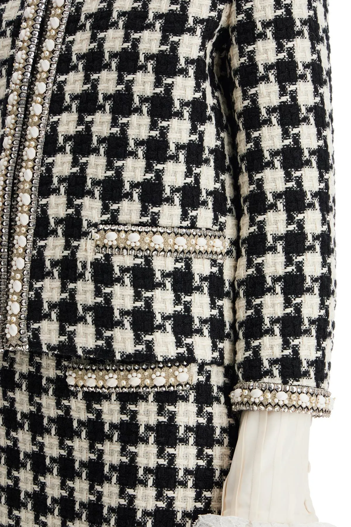 Valentino Garavani Embroidered Jacket In Damier Light Tweed