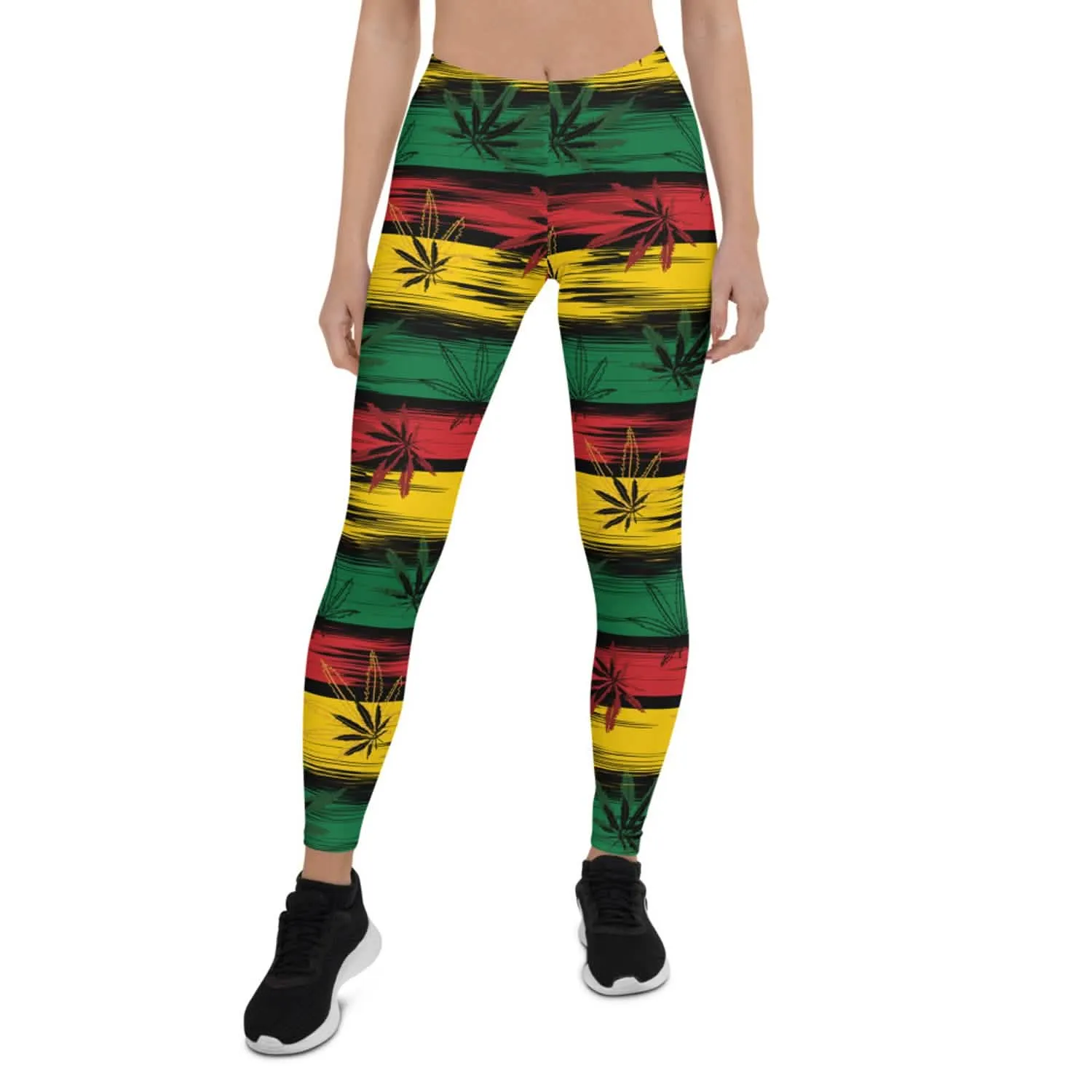 Vibrant Reggae & Cannabis-Themed Women's Performance Leggings