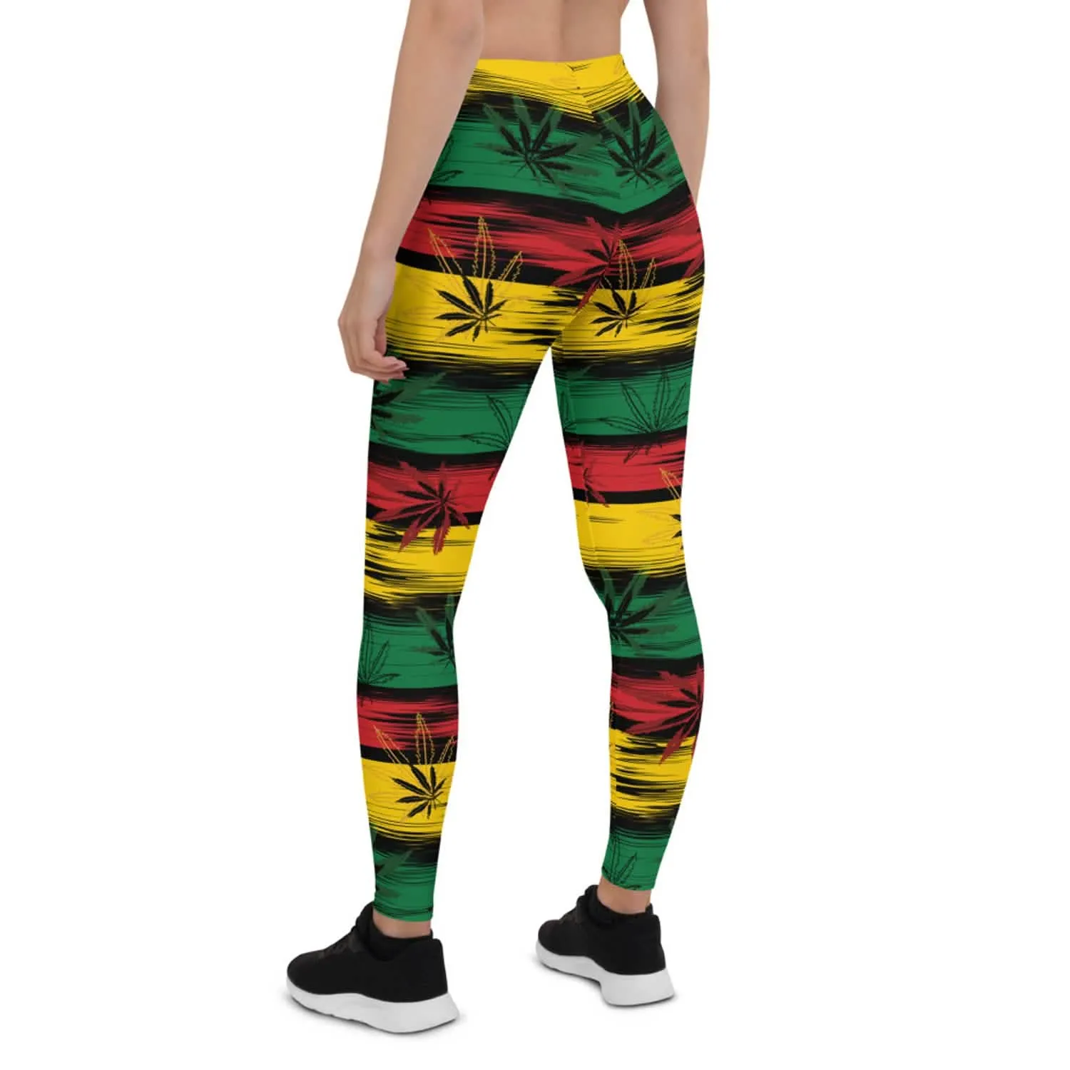 Vibrant Reggae & Cannabis-Themed Women's Performance Leggings